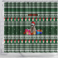 Sloth Christmas Shower Curtain with Santa Hat, Presents, and Festive Pattern - Wonder Print Shop