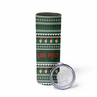 Sloth Christmas Skinny Tumbler with Santa Hat, Presents, and Festive Pattern - Wonder Print Shop