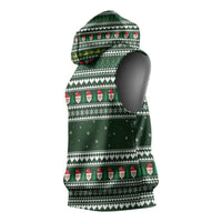 Sloth Christmas Sleeveless Hoodie with Santa Hat, Presents, and Festive Pattern - Wonder Print Shop
