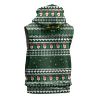 Sloth Christmas Sleeveless Zip Hoodie with Santa Hat, Presents, and Festive Pattern - Wonder Print Shop