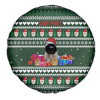 Sloth Christmas Spare Tire Cover with Santa Hat, Presents, and Festive Pattern - Wonder Print Shop