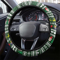 Sloth Christmas Steering Wheel Cover with Santa Hat, Presents, and Festive Pattern - Wonder Print Shop