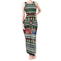 Sloth Christmas Tank Maxi Dress with Santa Hat, Presents, and Festive Pattern - Wonder Print Shop