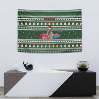 Sloth Christmas Tapestry with Santa Hat, Presents, and Festive Pattern - Wonder Print Shop