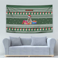Sloth Christmas Tapestry with Santa Hat, Presents, and Festive Pattern - Wonder Print Shop