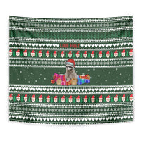 Sloth Christmas Tapestry with Santa Hat, Presents, and Festive Pattern - Wonder Print Shop