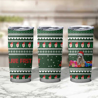 Sloth Christmas Tumbler Cup with Santa Hat, Presents, and Festive Pattern - Wonder Print Shop