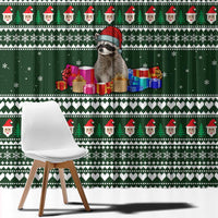 Sloth Christmas Window Curtain with Santa Hat, Presents, and Festive Pattern - Wonder Print Shop