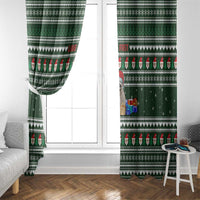 Sloth Christmas Window Curtain with Santa Hat, Presents, and Festive Pattern - Wonder Print Shop