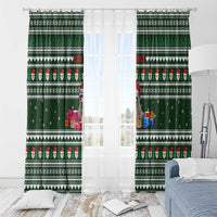 Sloth Christmas Window Curtain with Santa Hat, Presents, and Festive Pattern - Wonder Print Shop