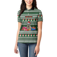 Sloth Christmas Women Polo Shirt with Santa Hat, Presents, and Festive Pattern - Wonder Print Shop