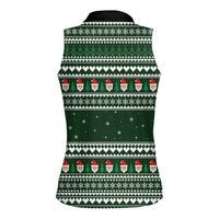 Sloth Christmas Women Sleeveless Polo Shirt with Santa Hat, Presents, and Festive Pattern - Wonder Print Shop