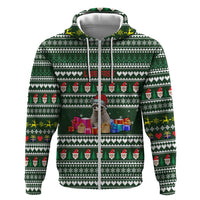 Sloth Christmas Zip Hoodie with Santa Hat, Presents, and Festive Pattern - Wonder Print Shop