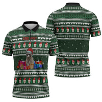 Sloth Christmas Zipper Polo Shirt with Santa Hat, Presents, and Festive Pattern - Wonder Print Shop