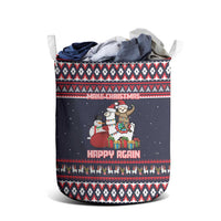 Llama and Snowman Laundry Basket with Gifts and Nordic Pattern - Wonder Print Shop