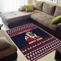 Llama and Snowman Area Rug with Gifts and Nordic Pattern - Wonder Print Shop