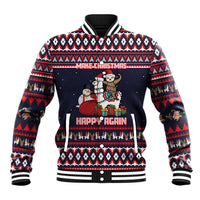 Llama and Snowman Baseball Jacket with Gifts and Nordic Pattern - Wonder Print Shop