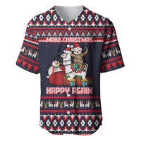 Llama and Snowman Baseball Jersey with Gifts and Nordic Pattern - Wonder Print Shop
