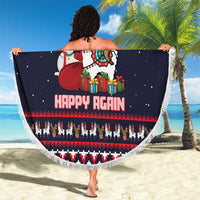 Llama and Snowman Beach Blanket with Gifts and Nordic Pattern - Wonder Print Shop