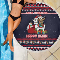 Llama and Snowman Beach Blanket with Gifts and Nordic Pattern - Wonder Print Shop