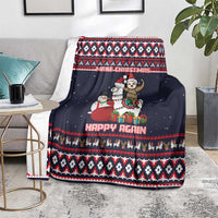 Llama and Snowman Blanket with Gifts and Nordic Pattern - Wonder Print Shop
