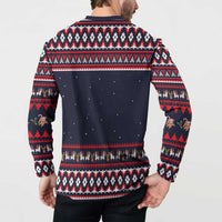 Llama and Snowman Button Sweatshirt with Gifts and Nordic Pattern - Wonder Print Shop