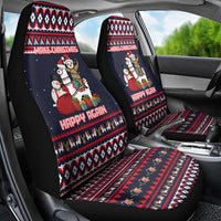 Llama and Snowman Car Seat Cover with Gifts and Nordic Pattern - Wonder Print Shop