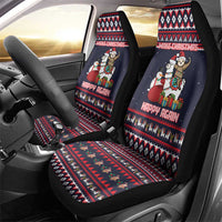 Llama and Snowman Car Seat Cover with Gifts and Nordic Pattern - Wonder Print Shop