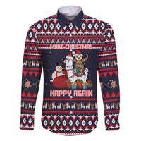 Llama and Snowman Family Matching Long Sleeve Bodycon Dress and Hawaiian Shirt with Gifts and Nordic Pattern - Wonder Print Shop