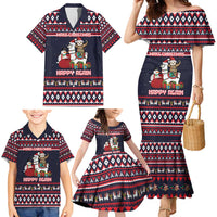 Llama and Snowman Family Matching Mermaid Dress and Hawaiian Shirt with Gifts and Nordic Pattern - Wonder Print Shop
