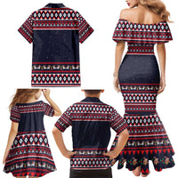 Llama and Snowman Family Matching Mermaid Dress and Hawaiian Shirt with Gifts and Nordic Pattern - Wonder Print Shop