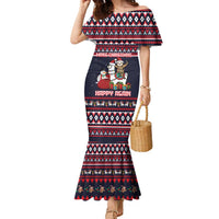 Llama and Snowman Family Matching Mermaid Dress and Hawaiian Shirt with Gifts and Nordic Pattern - Wonder Print Shop