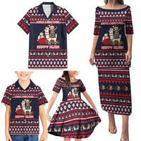 Llama and Snowman Family Matching Puletasi and Hawaiian Shirt with Gifts and Nordic Pattern - Wonder Print Shop