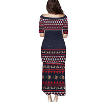 Llama and Snowman Family Matching Puletasi and Hawaiian Shirt with Gifts and Nordic Pattern - Wonder Print Shop