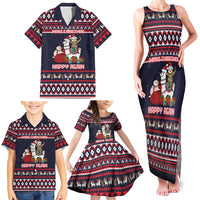 Llama and Snowman Family Matching Tank Maxi Dress and Hawaiian Shirt with Gifts and Nordic Pattern - Wonder Print Shop