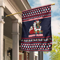 Llama and Snowman Garden Flag with Gifts and Nordic Pattern - Wonder Print Shop