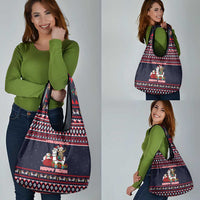 Llama and Snowman Grocery Bag with Gifts and Nordic Pattern - Wonder Print Shop