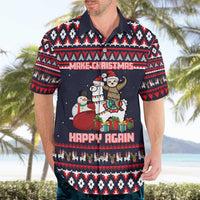 Llama and Snowman Hawaiian Shirt with Gifts and Nordic Pattern - Wonder Print Shop