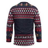 Llama and Snowman Hockey Jersey with Gifts and Nordic Pattern - Wonder Print Shop