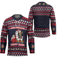 Llama and Snowman Hockey Jersey with Gifts and Nordic Pattern - Wonder Print Shop