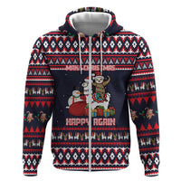Llama and Snowman Hoodie with Gifts and Nordic Pattern - Wonder Print Shop