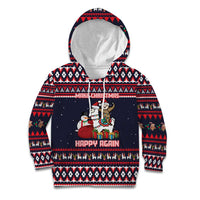 Llama and Snowman Kid Hoodie with Gifts and Nordic Pattern - Wonder Print Shop
