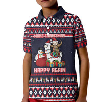 Llama and Snowman Kid Polo Shirt with Gifts and Nordic Pattern - Wonder Print Shop