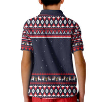 Llama and Snowman Kid Polo Shirt with Gifts and Nordic Pattern - Wonder Print Shop