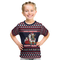 Llama and Snowman Kid T Shirt with Gifts and Nordic Pattern - Wonder Print Shop