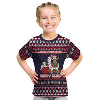 Llama and Snowman Kid T Shirt with Gifts and Nordic Pattern - Wonder Print Shop