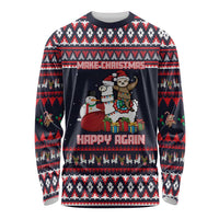 Llama and Snowman Long Sleeve Shirt with Gifts and Nordic Pattern - Wonder Print Shop