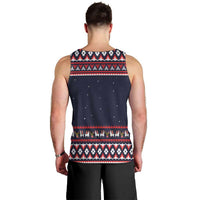 Llama and Snowman Men Tank Top with Gifts and Nordic Pattern - Wonder Print Shop