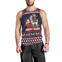 Llama and Snowman Men Tank Top with Gifts and Nordic Pattern - Wonder Print Shop