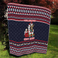 Llama and Snowman Quilt with Gifts and Nordic Pattern - Wonder Print Shop